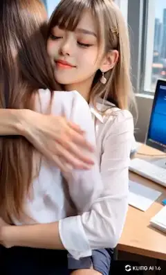 オフィスで交わす心温まる抱擁
