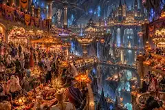 ダルフォルム大洞窟の地底城塞都市リゾートホテルなどの至る所でこの時期は収穫祭（”ハロウィン”）が祝われている様です。