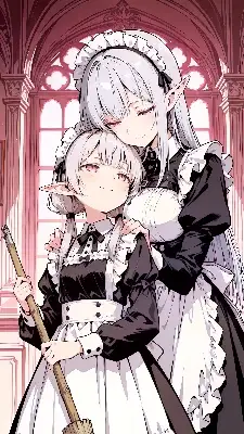 銀髪エルフ姉妹の優しい掃除時間