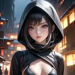 雨夜の謎めくフード美女