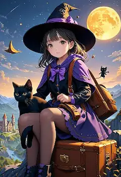 月明かりに導かれる魔女と黒猫の旅