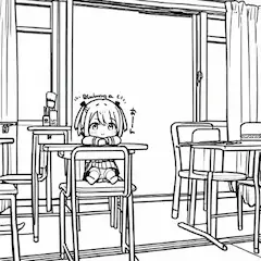教室の風船ガム少女