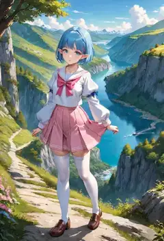 青髪少女の秘境谷間探訪