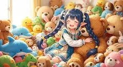 ぬいぐるみ畑でご満悦のエル子ちゃん