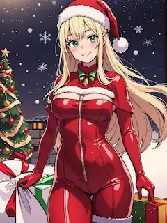 ぴっちりスーツサンタ少女
