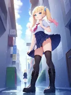 雨の路地で舞う少女