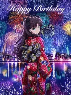 花火と浴衣姿の遠坂凛ちゃん🎆