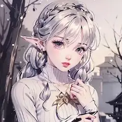 灰色髪のエルフ