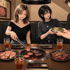 一緒に焼き肉風♪（クール、ウルフ）