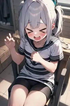 【Aipictors生成機】腹を抱えて爆笑する女の子