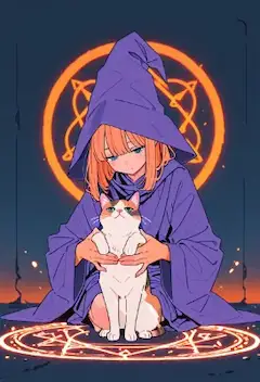 魔女の少女と猫の秘密の儀式