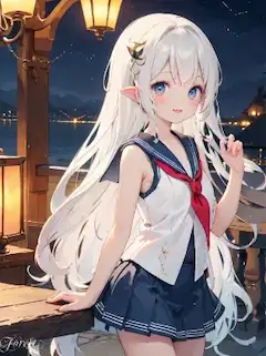 ノースリーブセーラー服のエルフ娘たち❤