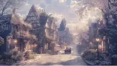 背景　花と街並み
