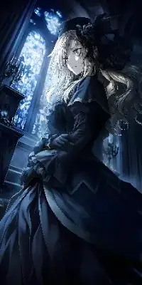 エントランスと困り顔のクリームヒルト(FGO)