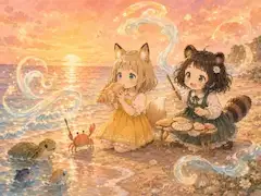 【コン子とポン子】 海辺の音楽会