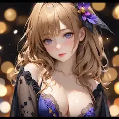 紫花を纏う金髪の美少女