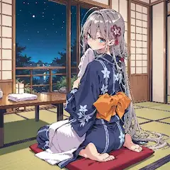 星空を眺める浴衣の少女