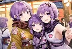2年参りではしゃぐ結月ゆかりたち