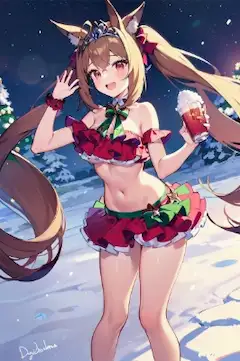 ウマ娘！　ダイワスカーレットのサンタビキニ水着仕様で御座います