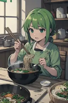 ネギ大盛りの鍋ラーメン