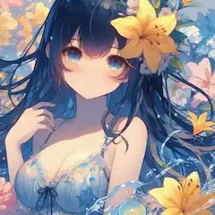 花海に浮かぶ青髪の妖精