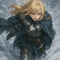 吹雪を切り裂く金髪の戦士