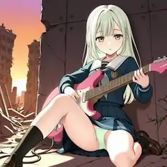 若葉睦がギターを弾く（パンチラ）