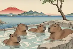 富士を望むカピバラの湯けむり旅