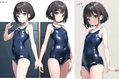スク水黒髪ショートさん設定画(ちちぷい生成機能)
