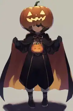 【お題：かぼちゃ】仮装した男の子＆女の子