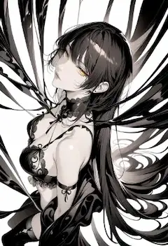 闇に溶ける黒髪の美女