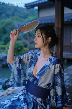 ♨️湯上がりの夕暮れ、はだける浴衣と湿った空気