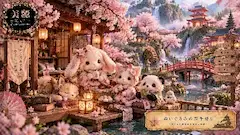 ぬいぐるみたちの桜の優しい茶会