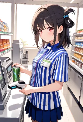 「いらっしゃいませー･･･あれ、今日はいつものお菓子買わないんですか？」