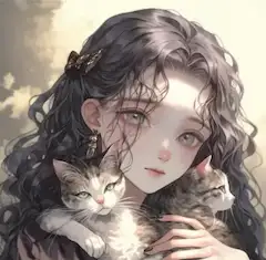 少女に抱かれたふてぶてしい猫