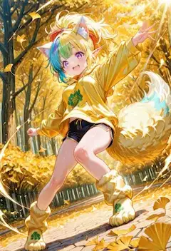 12枚）紅葉とケモ耳エルフさん