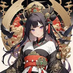 黒髪の巫女と烏の幻想
