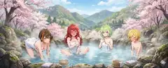 【鎖骨】春の露天風呂で混浴