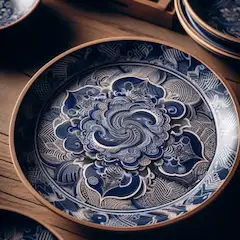 伝統の染め付け焼き