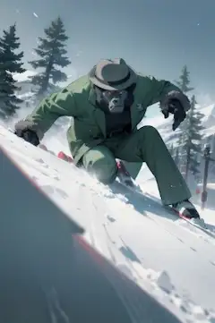 スキーをする雪男（イェティ）