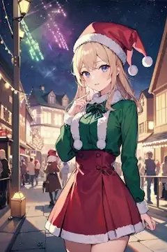 サンタコスとイルミネーション