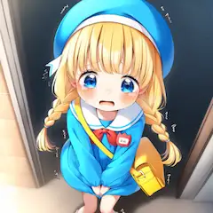 我慢する金髪少女
