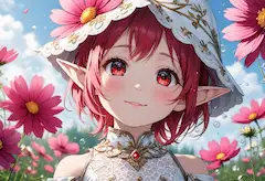 花畑の赤毛エルフ