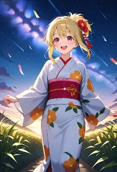 「何かよく分からないけど、短冊降ってきたからとりあえず飾るよー♪」