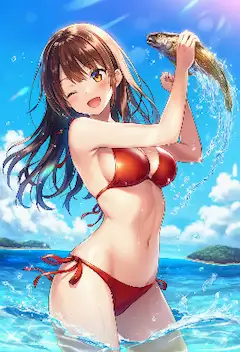 ビーチで大漁！笑顔の少女