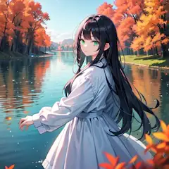 紅葉と湖