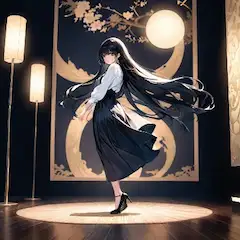月下に舞う黒髪の乙女