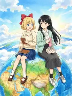 地球儀の上におーん