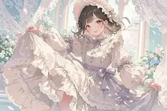 花の温室で舞う優雅な少女の調べ
