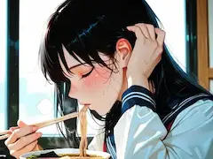 汗ばむ頰で味わう放課後のラーメン